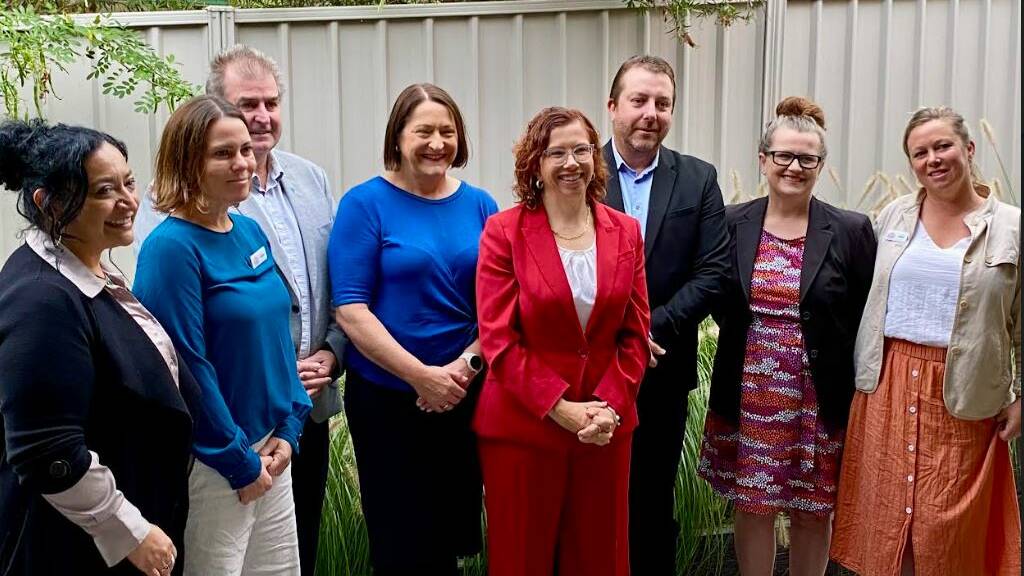 Social Services Minister Amanda Rishworth and Gilmore MP Fiona Phillips join Southern Cross Community Housing and SAHSSI staff at the new Safe Places accommodation. Picture supplied.