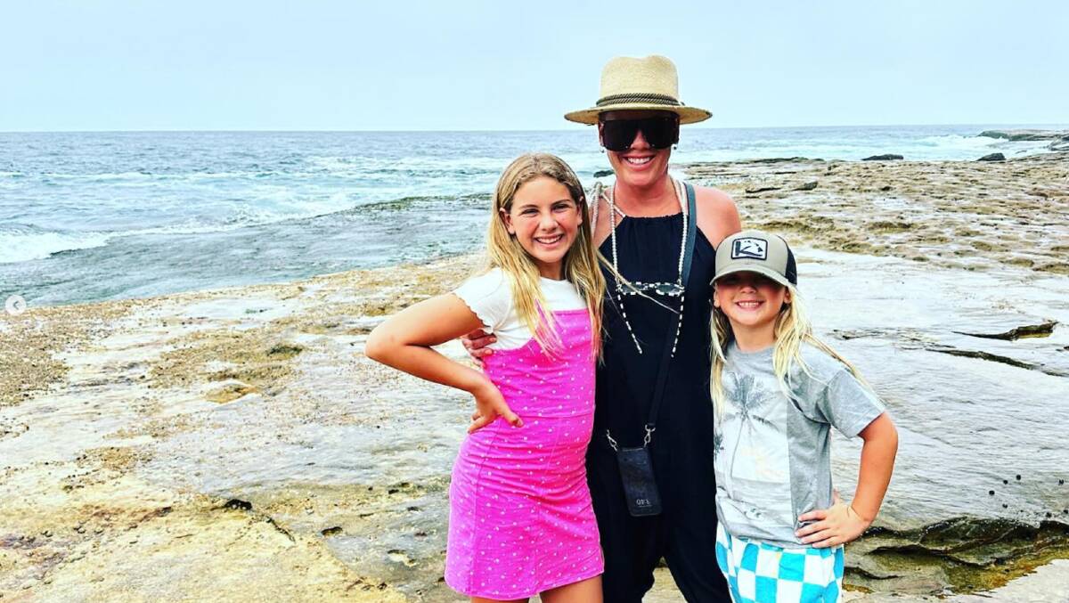 Pink with her children at Sydney's Bondi Beach on February 5. Picture via Instagram/@pink