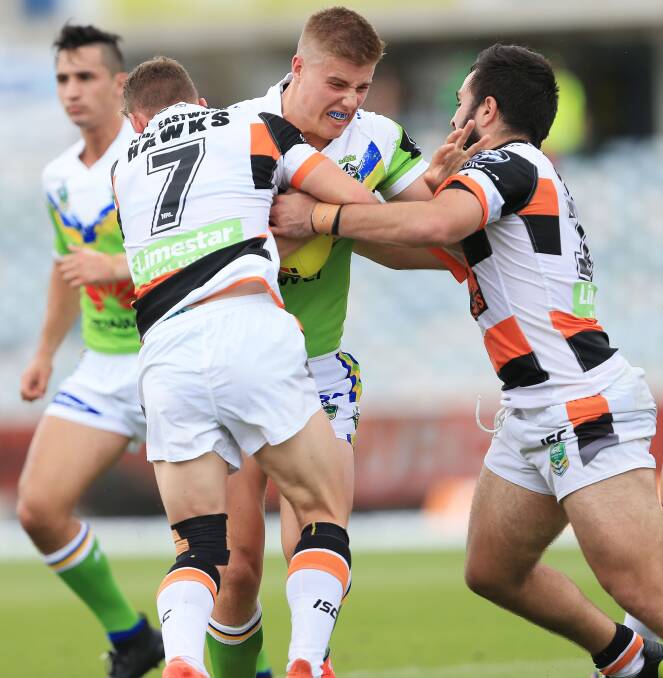 ON FIRE: Milton-Ulladulla's Jack Murchie will play his second representative match in little more than a month when he plays for NSW, after recentlly starring for the under 20 Australian side. Photo: Michael Tully Canberra Raiders.