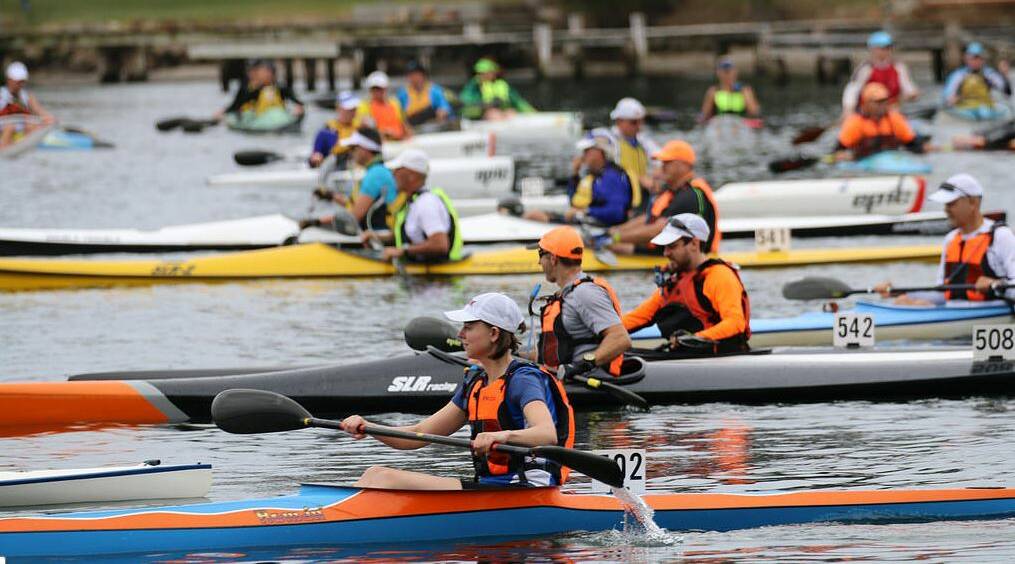 READY TO RACE: Athletes on the start line. Photo: PADDLE NSW