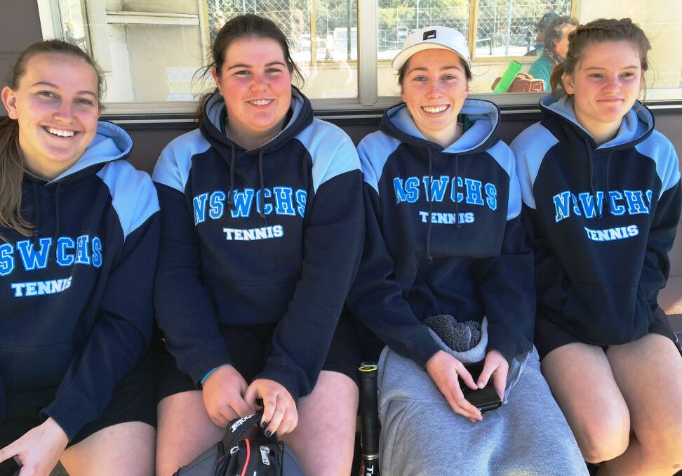 Great effort: Casey Anderson, Morgan Smith, Brittany Anderson and Hannah Webb resting between matches at the CHS Floris Conway Cup recently. The girls finished sixth.