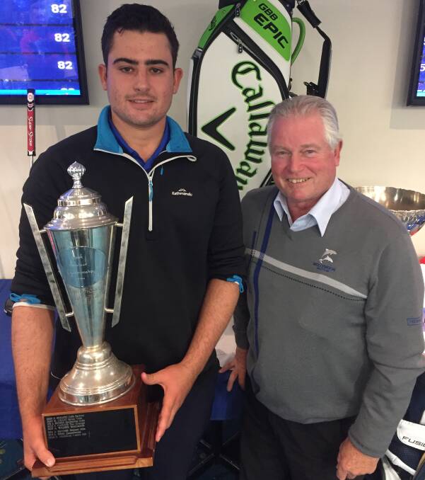 The champ: Jeremy Fuchs, 2017 Mollymook Open Champion with Mike McCormack, captain of Mollymook Golf Club.