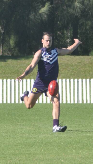 PUT THE BOOT INTO THEM: Ulladulla Dockers' Cody Haub was one of his team's best in their victory over Northern Districts at the weekend.