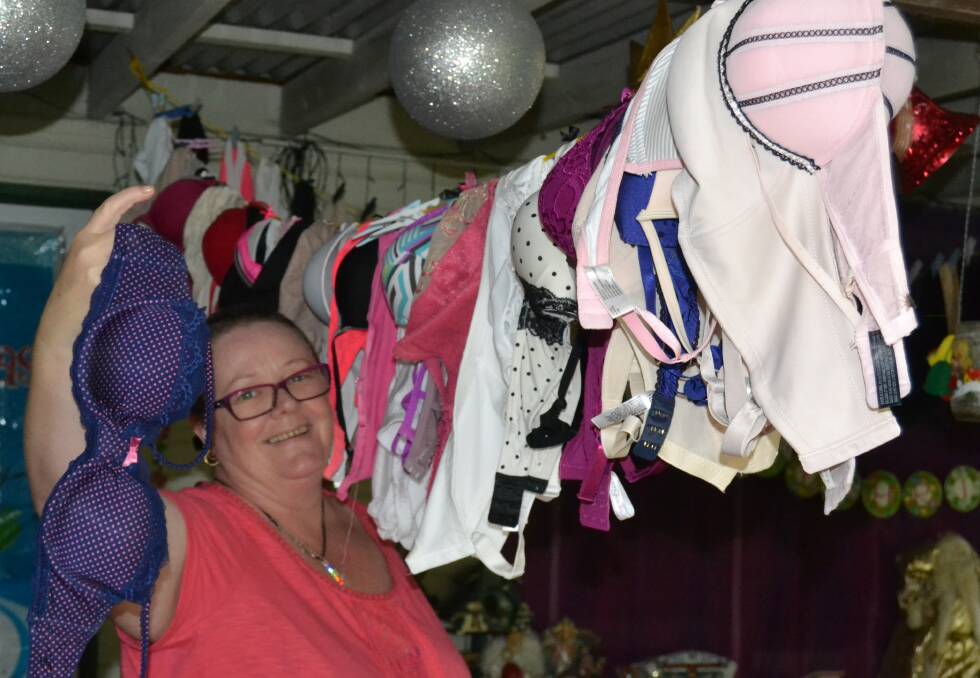 COLLECTION: Tracey Gillespie with some of the hundreds of bras she has collected for African women.
