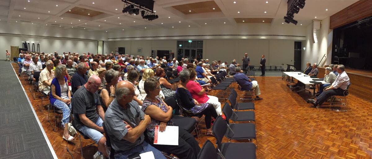 BIG TURN OUT: More than 200 residents attended a community meeting in Ulladulla where they rejected the merger proposal. Photo: Ron Aggs