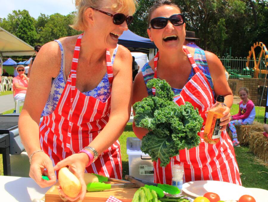 HOT STUFF: They didn't win but Alison Salafia and Denise McDonald had a ball taking part in the HarbourFeast Food and Wine Festival seafood barbecue cook-off.
