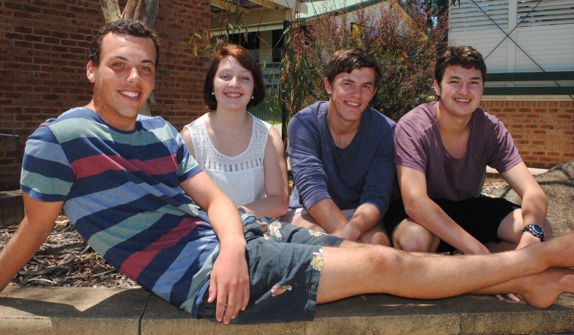 TOP MARKS: SAS dux Charlie Guerit and HSC high achievers Abigail Manning, Jake Adlam and Patrick Devlin.