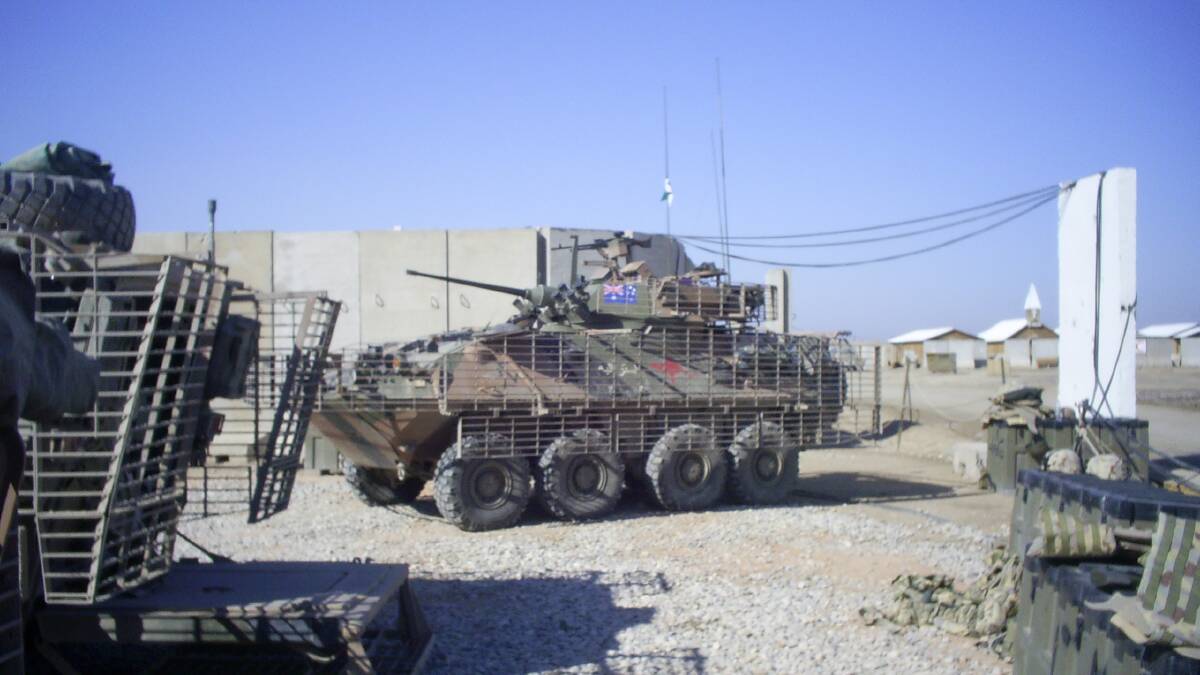 STEEL STEED: An army ASLAV in Iraq. This was the vehicle in which Aaron Gray served as a member of Combat Team Eagle.
