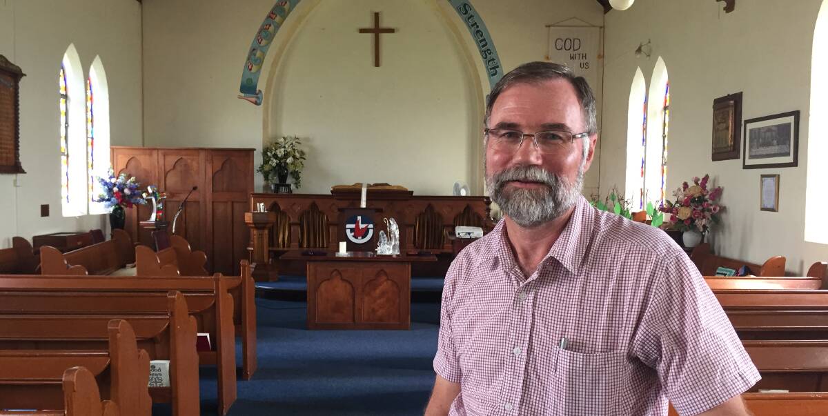 UNDER THE HAMMER: Reverend Tony Davies will farewell the 145-year-old Milton Uniting Church when it goes to auction on Saturday, February 4, after a decision has been made to move to their Princes Highway, Ulladulla location.