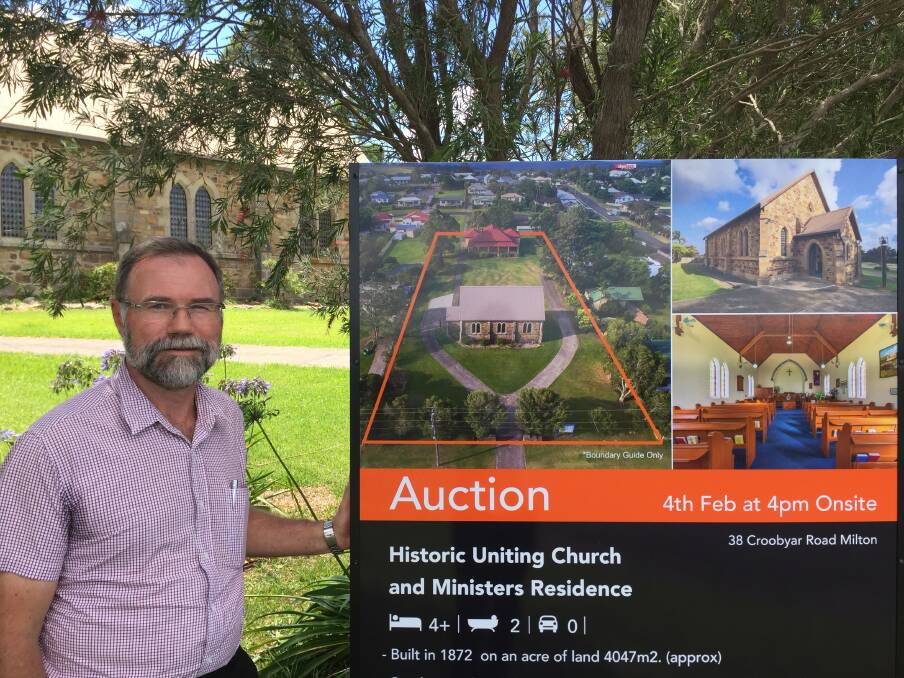 NO SALE: Milton Uniting Church Reverend Tony Davies is confident the historic church will sell in the coming weeks.