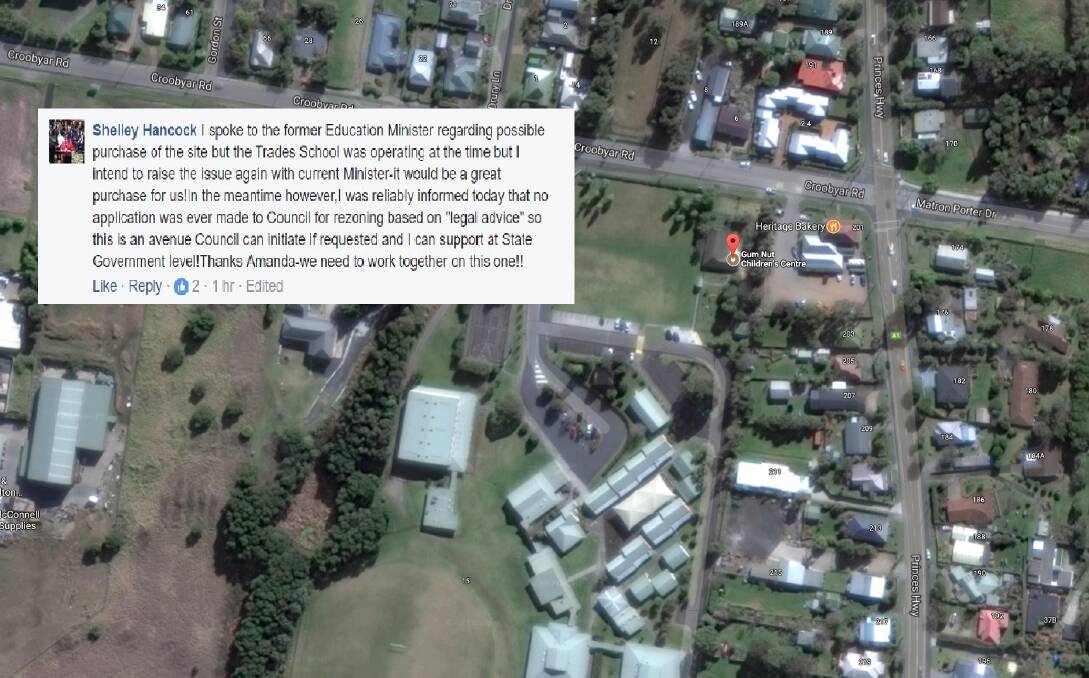 South Coast MP Shelley Hancock took to social media in August to comment on the sale of the former SAS land in Milton, saying "it would be a great purchase for us [the NSW Government]". 