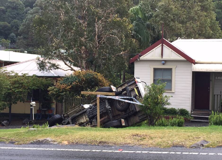 The car rolled down the property's sloping front lawn. Picture: Ben Langford