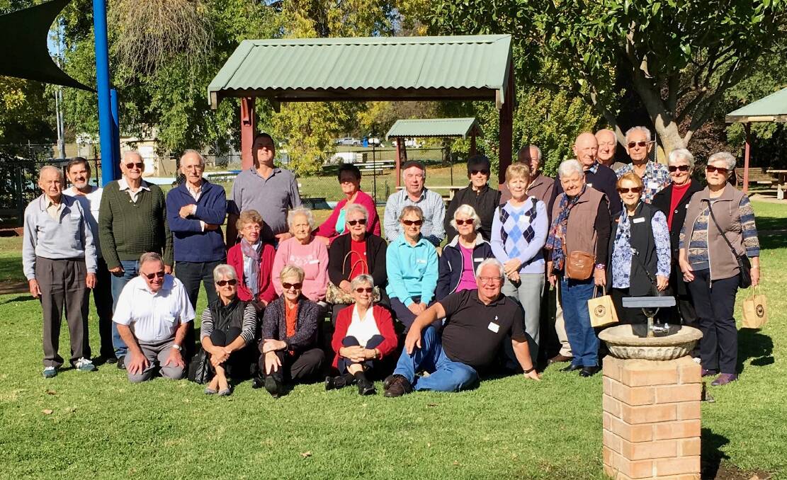 BIG TRIP: Ulladulla and Districts Probus Club members gather in Jugiong for morning tea during a four-day road trip trhough country NSW. Image: Supplied. 