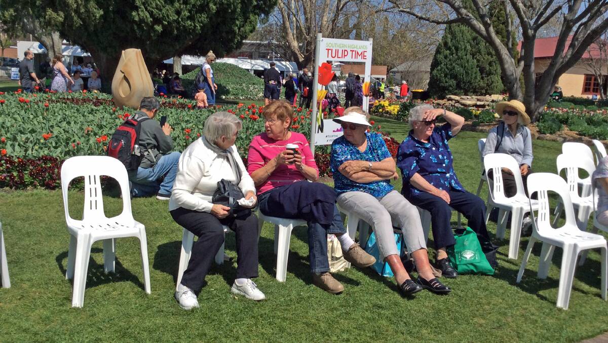 Probus club members Judy Germon, Jennifer Millen, Betty Keeley and Beryl Ross enjoying Tulip Times. 
