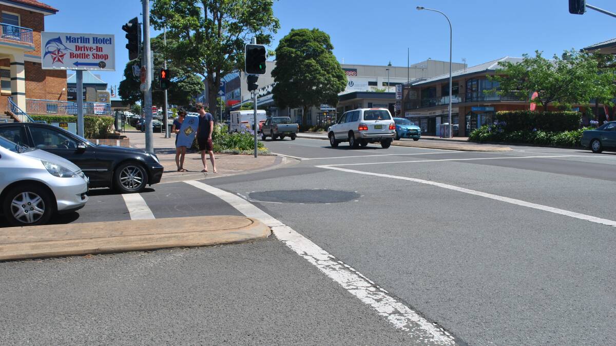WATCH YOUR STEP: A sinkhole has opened on the corner of the Princes Highway and Wason Street in Ulladulla. 