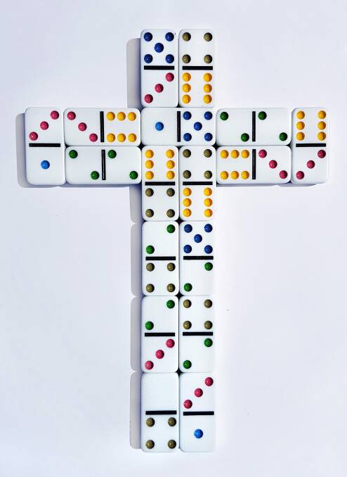 Coloured Cross No.1 2017 28x21cm Dominoes and wood. Craig Green. 