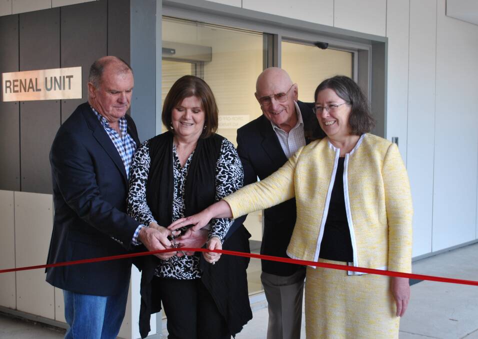 JOY: Cancer Outpatients Appeal president Peter Still, South Coast MP Shelley Hancock, Hospital Auxiliary president Patrick McKenna and ISLHD director of renal services Maureen Lonergan cutting the official ribbon. 