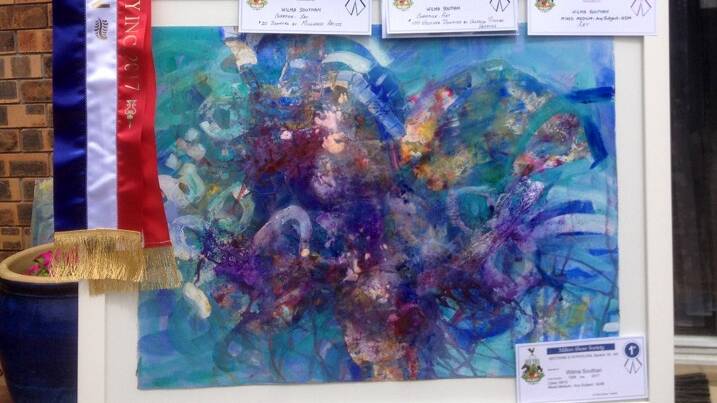 WINNER: Wilma Southan's winning painting titled ‘Colours of the Sea’.   Image: supplied. 
