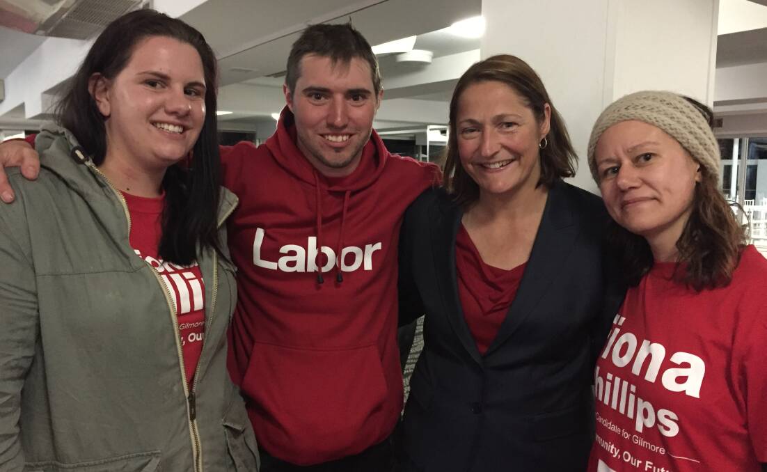 Thanks: Fiona Phillips thanks supporters L-R Caitlin Switzer, Bomaderry, Dale Norris, Nowra, Fiona Phillips, and Amanda McCormack, Sydney.