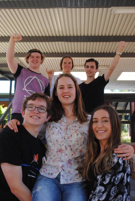 SCHOOLS OUT: HSC candidates from Ulladulla High School celebrated some fantastic scores today when ATARs released. Back Brad O'Neill, Hannah Fair and Jackson Allen. Front: David Robertson, dux of the school, Lily O'Brien and Kate Lahiff. 
