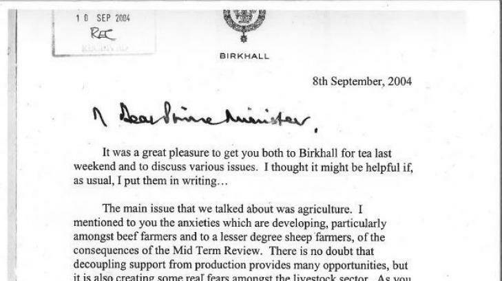 One page of one of the 27 "black spider memo" letters written between Prince Charles and Tony Blair's government. Photo: British government