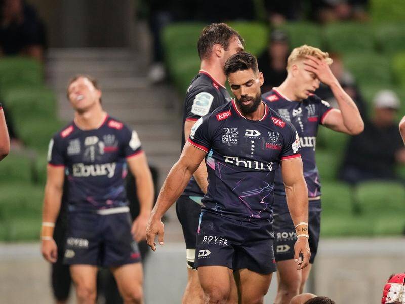 Ryan Louwrens and his teammates suffered a tough night with the Rebels' future uncertain. (Scott Barbour/AAP PHOTOS)