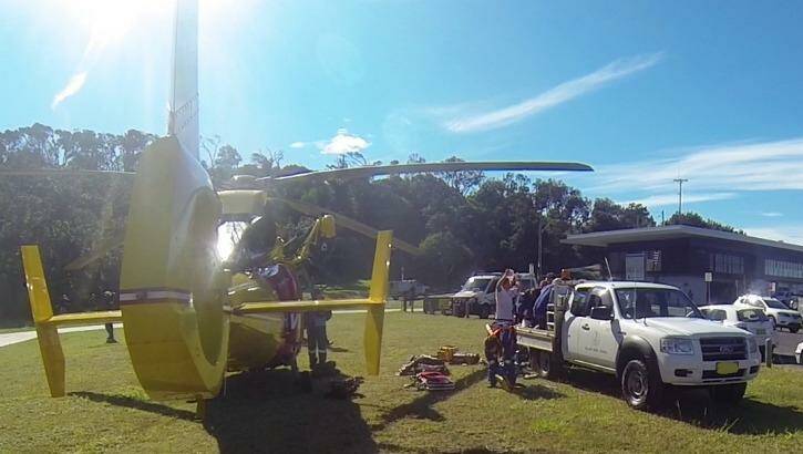 The Westpac Life Saver Helicopter at Ballina on Thursday morning.  Photo: Supplied