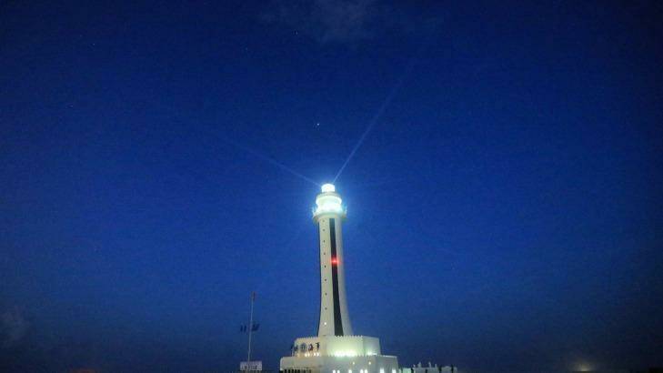 The China built lighthouse on Zhubi Reef of Nansha Islands in the South China Sea. Photo: Xinhua/AP