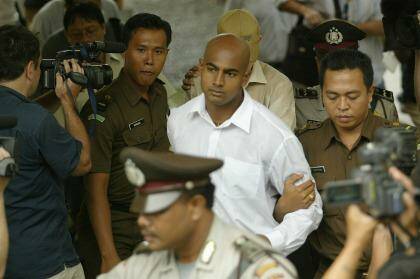 Myuran Sukumaran is escorted to court in Denpasar, Bali, in October 2005. Photo: Jason South