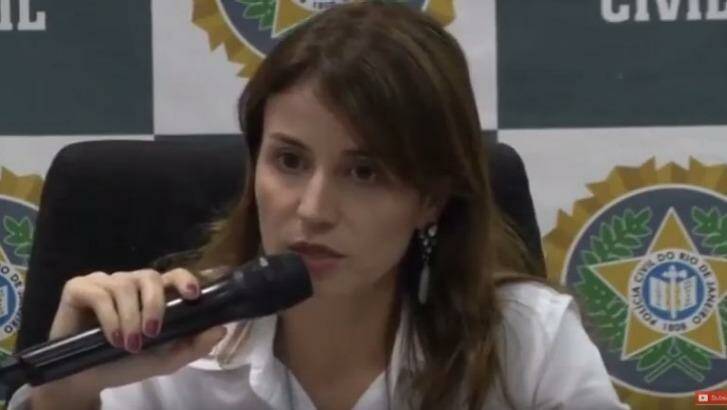 Brazilian Police spokeswoman Elen Souta speaks to the media about missing Australian Rye Hunt.  Photo: YouTube