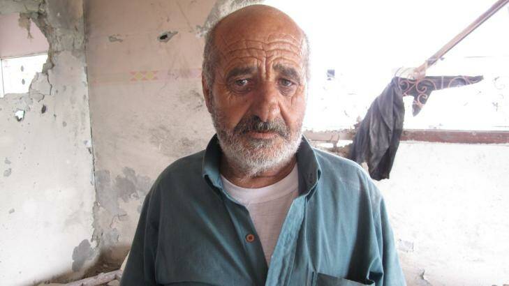 Alian Abu Jarad, 62, survived an attack that left eight dead. ''We have no fighters in our family.''. Photo: Ruth Pollard