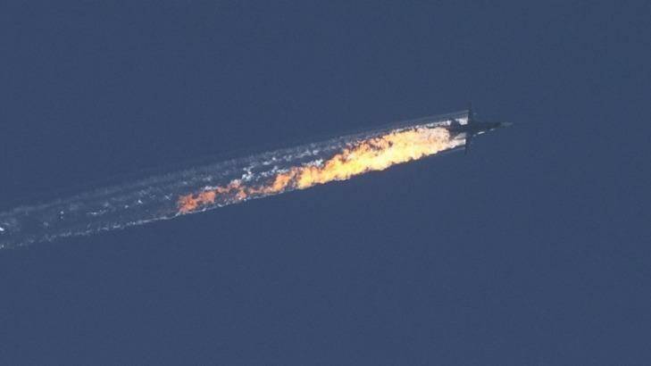 The aircraft goes down in Kizildag region of Turkey's Hatay province. Photo: Anadolu Agency