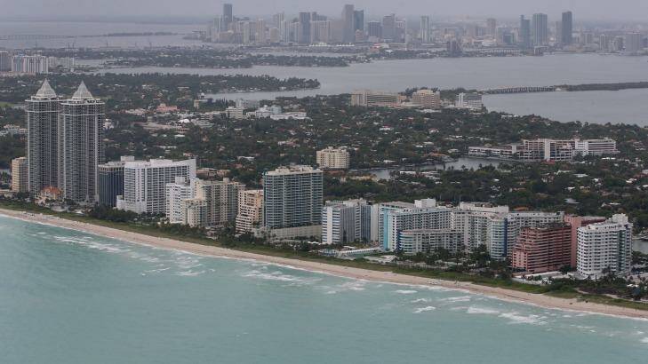 Miami's main beach, which is low-lying and flood prone.  Photo: Joe Raedle