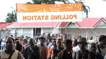 The opposition has pulled ahead as counting continues in the Solomon Islands election. (Mick Tsikas/AAP PHOTOS)