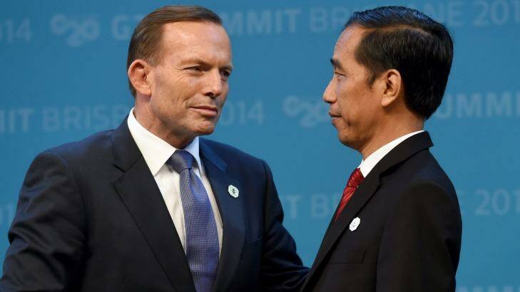 Prime Minister Tony Abbott and Indonesia President Joko Widodo: Indonesians have taken to Twitter to express outrage at Mr Abbott. Photo: William West