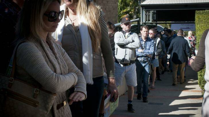Morning crowds at Merthyr Uniting Church on election day. Photo: Robert Shakespeare