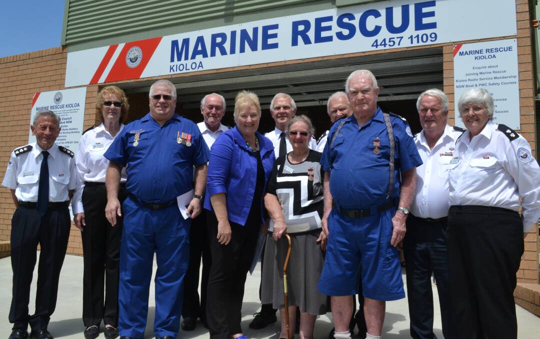 SEASIDE CEREMONY: Kioloa Marine Rescue members Peter Holmes, Elsie Collins and Wido Melis with their colleagues from the Kioloa and Ulladulla units..