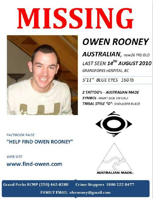 Owen Rooney's family hope his distinctive Australian Made tattoo will help someone find him.