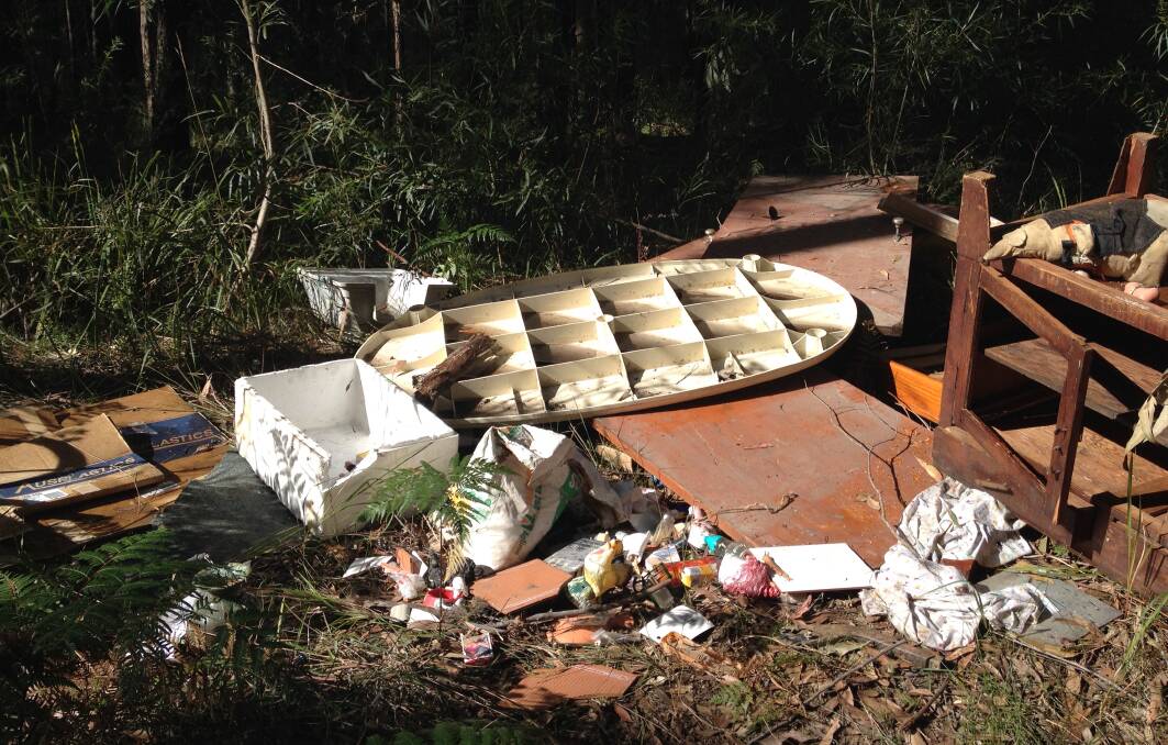 DISGUSTING: Some of the household waste found dumped in Meroo National Park over the weekend.