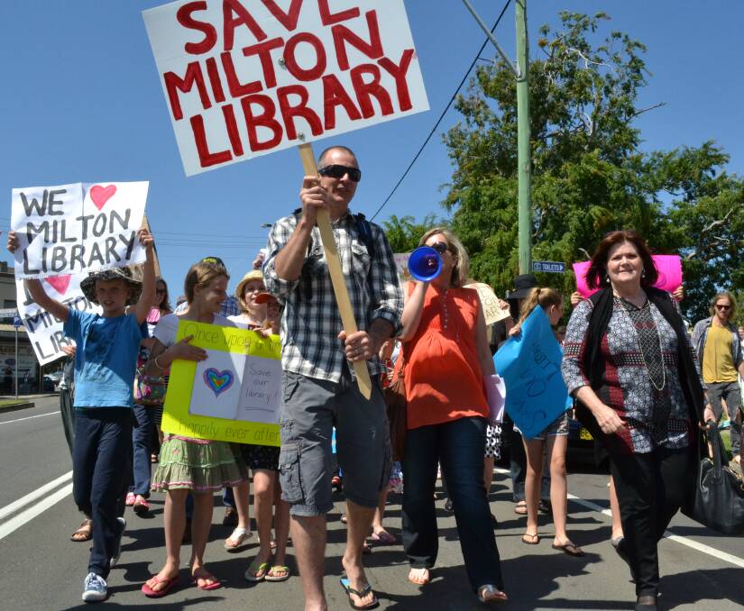 MAKING A NOISE: A march was held through the streets of Milton in October, urging Shoalhaven City Council to keep the facility open.
