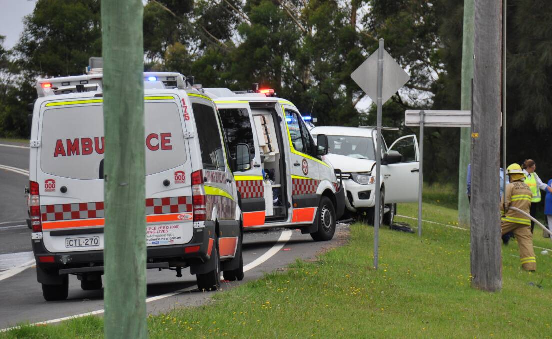 The Princes Highway at Ulladulla remains closed following a fatal head-on collision. The victim's car is NOT shown in the photograph.