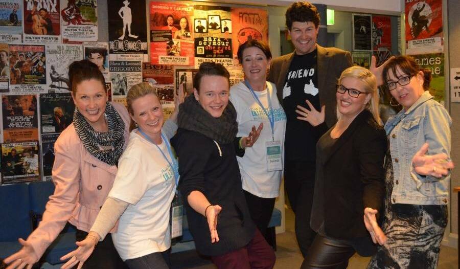 Ulladullirious committee members having a few laughs with the Rude Crude Musical cast at the Milton Theatre on Friday night.