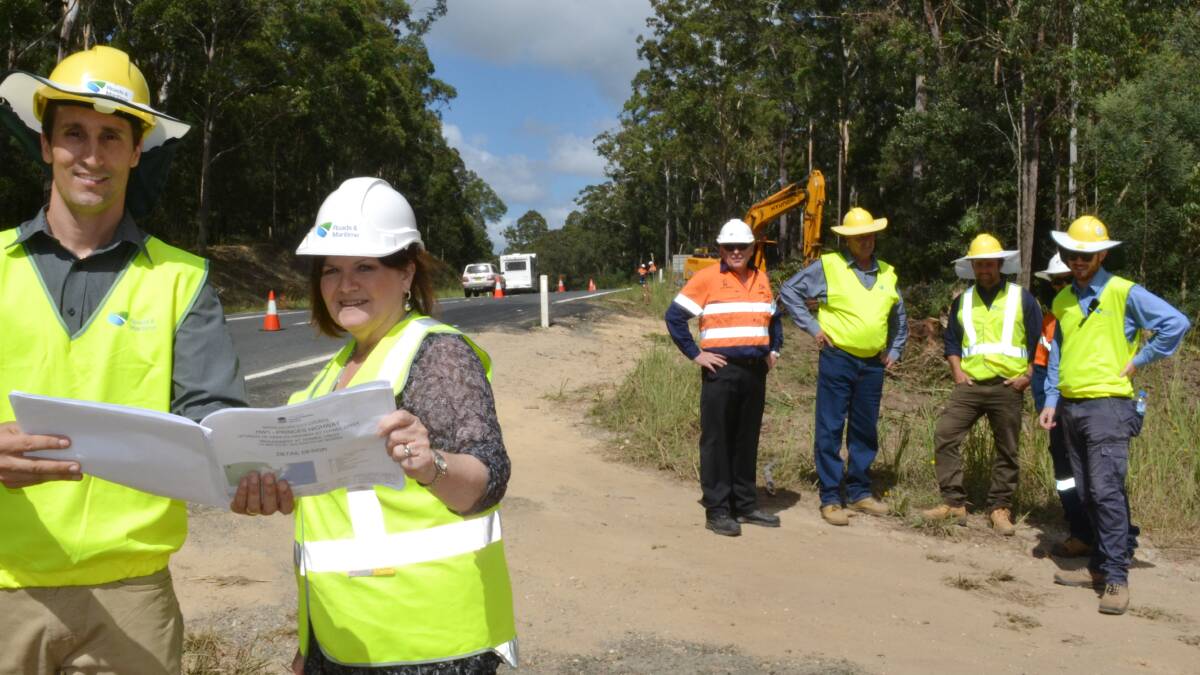 SITE TOUR: RMS project manager Kurt Biddle gave Member for South Coast Shelley Hancock a tour of the $21 million Princes Highway upgrade which began at Termeil Creek on Monday.