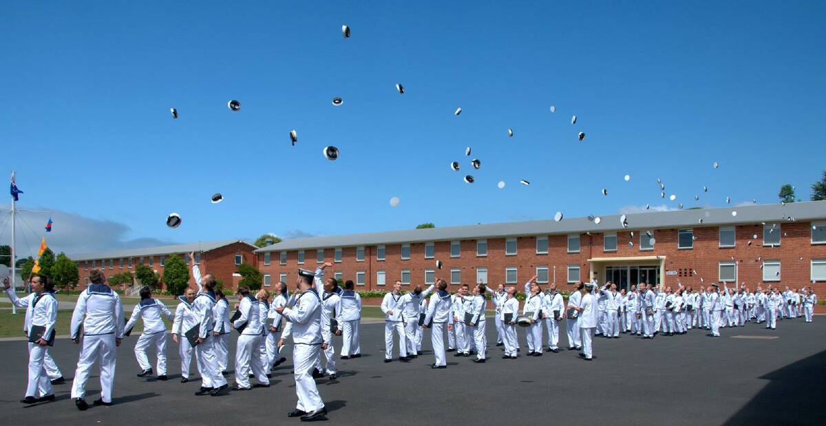 HATS UP: EMMS Division GE 328 celebrate their graduation, including Ulladulla’s Jasmine Hardwick. Photo: LISA HARDWICK