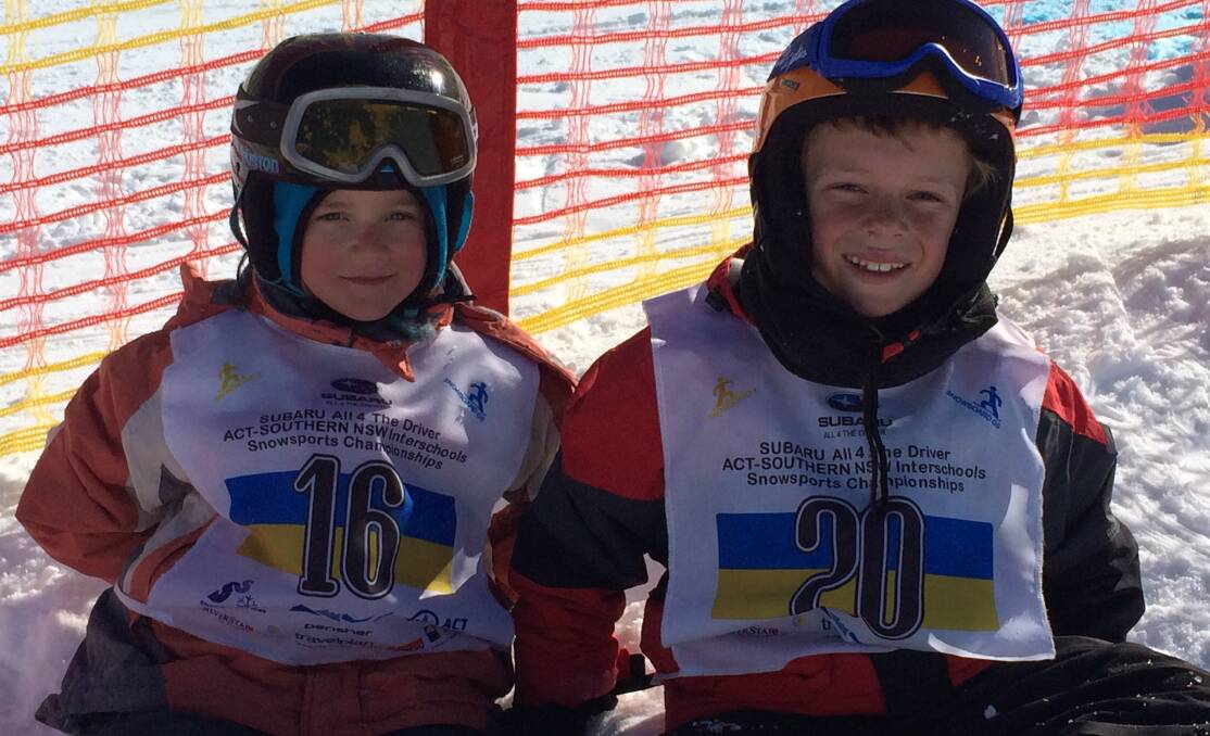 YOUNG GUNS: Milton Public School snowboarders Lochlin Garrett and Harley Stewart are aiming for state after performing well at Perisher.
