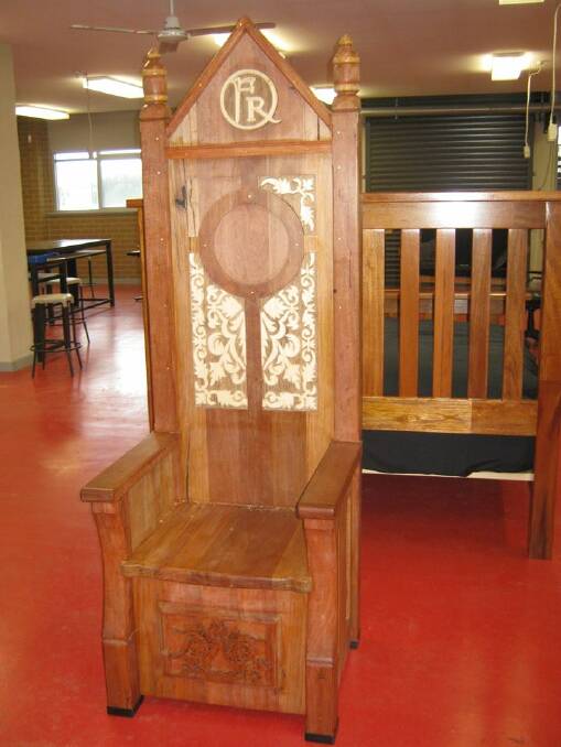 This timber throne made by Axel Scott is one of the major works that will be on display at UHS on Tuesday afternoon.