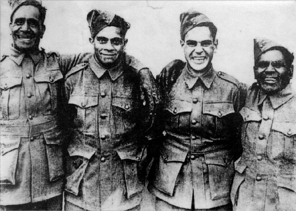 IN MEMORY: James Scott and his son Cyril together with father and son Con and Ron Edwards pictured while serving in WWII.  
