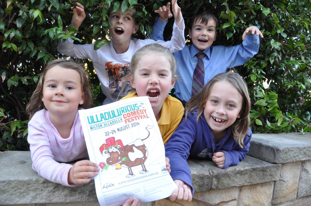 OUT AND ABOUT: Nathan Rushton, Finn Louth (back), and Abby Louth, Evie Staples and Alison Rushton (front) hone their hunting skills for the Ulladullirious children’s scavenger hunt. 