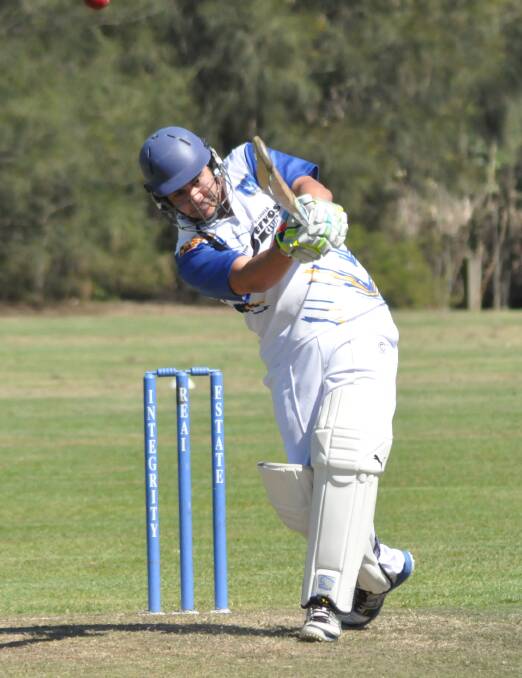 HARD HITTER: Ulladulla United first grade batsman Jason Linke top scored for his team with 45 runs against Bomaderry on Saturday. Photo: PATRICK FAHY 