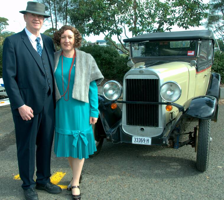 CLASSIC: Dean and Joanne McRae from Eurobodalla Classic and Vintage Car Club with their 1928 Oldsmobile. The vehicle was originally owned by Deans’ great grandfather on a farm in Leeor, Victoria. 